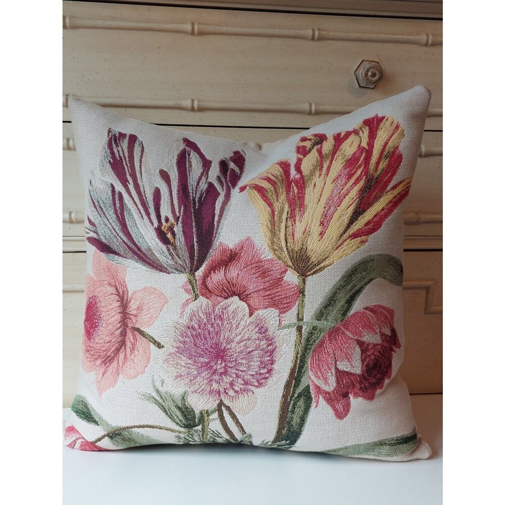 Jules Pansu Anemones Et Tulipes Floral Tulips accent pillow cushion
